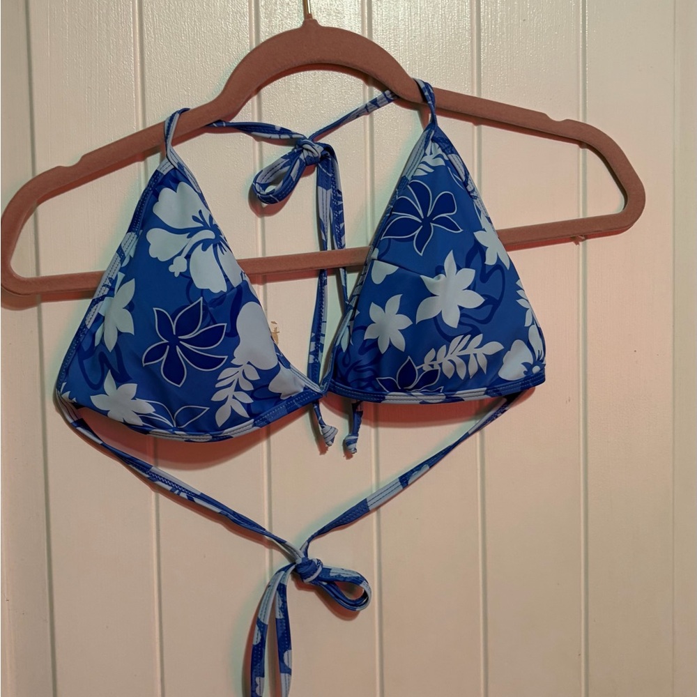 Blue Floral Bikini Top
